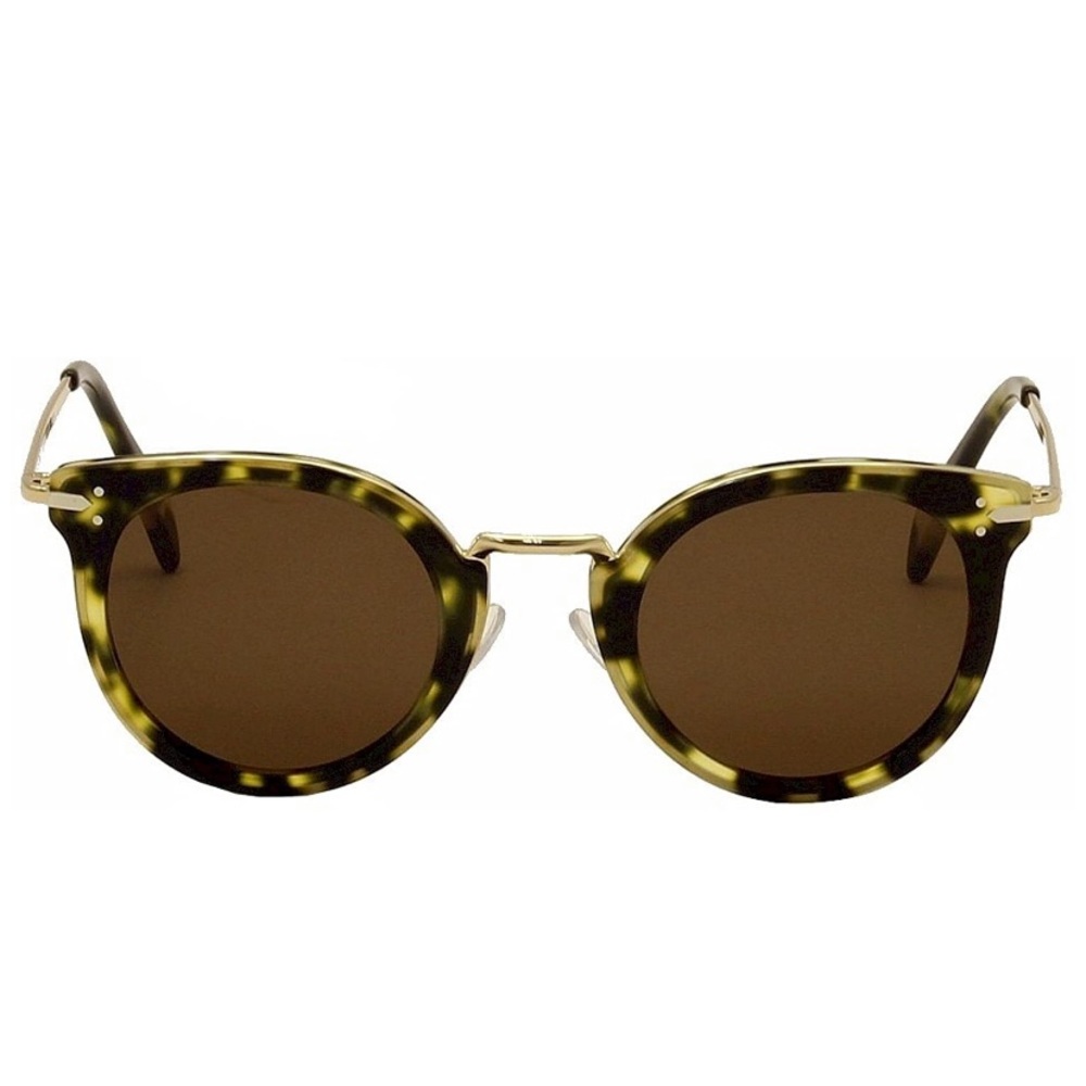 Celine Green Tortoise Round Sunglasses